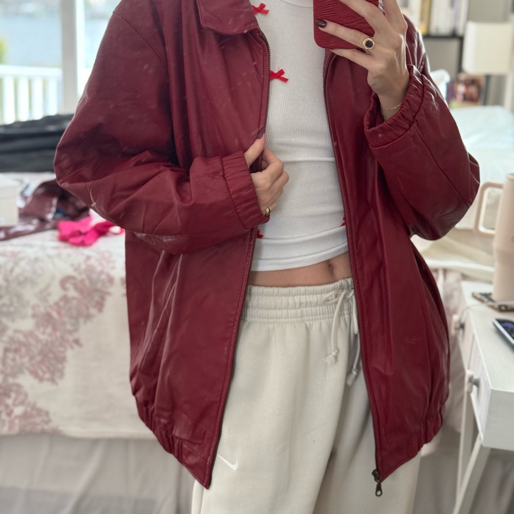 Vintage Red Genuine Leather Jacket